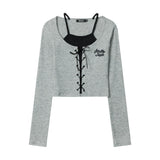 Women Long Sleeve T-Shirt Knitted Short-Sleeved T-shirt Girls Autumn Leisure