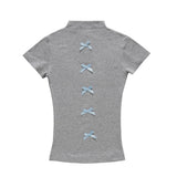 Women T-shirt Turtleneck Short Sleeve T-shirt Slim Fit Summer Top