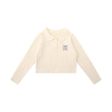 Women Sweater Short Sweater Women's Autumn Polo Collar Slim-Fit Long Sleeve