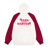Men Hoodie Spider Web Contrast Color Raglan Hooded Sweater
