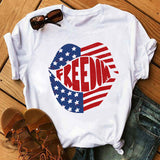 Women's Independence Day T Shirt T-shirt Women's Short Sleeve Heart Printing Loose
