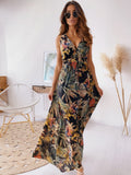 Jungle Print Maxi Dress Summer Print Backless Dress