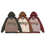 Men Hoodie Color-Block Raglan Sleeves Hooded Jacket Men's Loose Letters