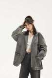 Unisex Jacket Autumn Heavy Washed Casual Denim