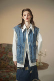 Unisex Jacket Fall Raw Edge Denim Women's Vests