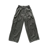 Men Sweatpants Straight Loose-Fitting Wide-Leg Trousers Drawstring Drape Ankle Banded Pants
