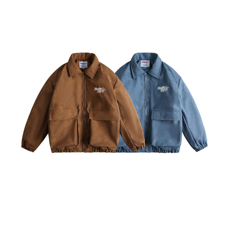 Unisex Sweater Winter Pu Embroidery Workwear Cotton Coat