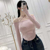 Women Long Sleeve Shirt Oblique Top Slimming Long Sleeve