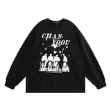 Men Hoodie Printed Crew Neck Sweatshirt Men's Loose Sports Autumn Top