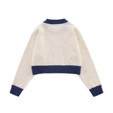 Women Sweater Short round Neck Knitwear Spring and Autumn Women's Color Matching Long Sleeve