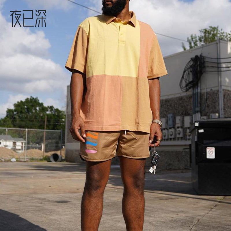 Men's Co-Ords Men's Suit T-shirt Men's Loose-Fitting Casual round-Neck Short-Sleeved Shorts