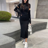 Women Long Sleeve Shirt Long Sleeve Cardigan Jacket Fishtail Skirt