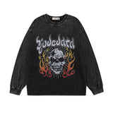 Men Long Sleeve Shirt Washed Long Sleeve Bottoming T-shirt Men and Women Loose