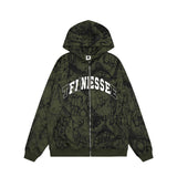 Men Hoodie Graffiti Hooded Coat Punk Hip Hop Loose Embroidered Letter Cardigan Sweater Spring and Autumn