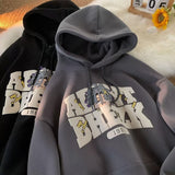 Men Hoodie Hooded Sweater Men's Spring Retro Hiphop Printed Loose