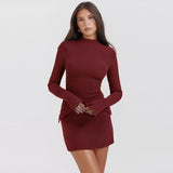 Women Dresses Autumn Sexy Hip Skirt Slim-Fit Long Sleeve Dress