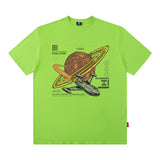 Men T Shirt Vintage Space Print Short Sleeve T-shirt for Men and Women Hip Hop Loose