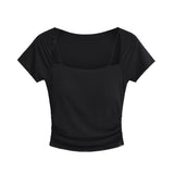 Women T-Shirt Stitching Mesh Short Sleeve T-shirt Women's Short Top