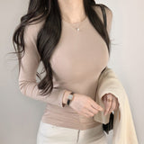 Women Long Sleeve Shirt Autumn and Winter round Neck Stretch Soft Long Sleeve Bottoming Shirt for Women