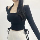 Women Long Sleeve Shirt Women's Sexy Long Sleeve U Collar Short Autumn
