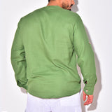 Men Shirt Summer Cotton and Linen Long-Sleeved T-shirt Casual Shirt