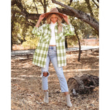 Plaid Trench Coat Fashion Plaid Printed Long Woolen Coat Women