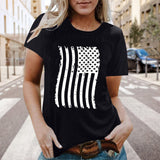Women Independence Day T Shirt Printed Short-Sleeved Top Female Summer