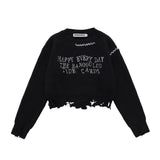 Women Sweater Short Sweater Girls' Casual Autumn round Neck Sweater