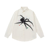 Men Long Sleeved T Shirt Dark Style Spider Print Long Sleeve Shirt Men's High Street Hot Drilling Spring and Autumn Coat