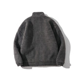 Men Cotton Mixed Jacket Coat Berber Fleece Coat Men's Autumn and Winter Stand Collar Zipped Cotton-Padded Jacket Loose
