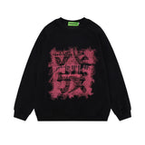 Men Hoodie Printed Letter Pullover Sweatshirt Loose Crew Neck Long Sleeve Sweatshirt
