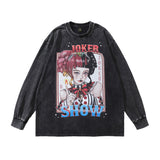 Men Long Sleeve Shirt Anime Distressed Long Sleeve T-shirt Men and Women Casual Couple's Tops