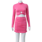 Women Co-Ord Set Women's Long-Sleeve Blouse Skirt