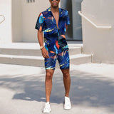 Men Co-Ords Printed Short-Sleeved Shorts Summer Casual Suit