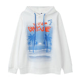 Men Hoodie Fall/Winter Hoodie Men's Hawaiian Coconut Tree Printed Casual Long Sleeve Pullover Hoodie