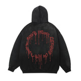 Men Hoodie Tie-Dye Gradient Hooded Coat Men's Autumn Letter Print Washed and Worn Cardigan Sweater
