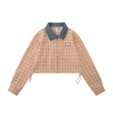 Women Long Sleeve Shirt Girls' Autumn Drawstring Leisure Short