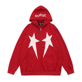 Men Hoodie Five-Pointed Star Printed Hooded Jacket