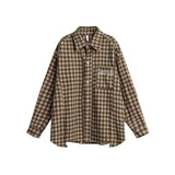 Unisex Sweater Autumn Trendy Plaid Colorblock Shirt