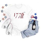 National Flag Day T Shirts Summer round Neck T-shirt Women's Short Sleeve Independence Day Women