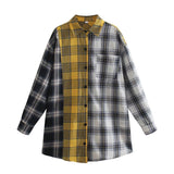 Women T-shirt Autumn Women Clothing Plaid Loose Casual Top Shirt