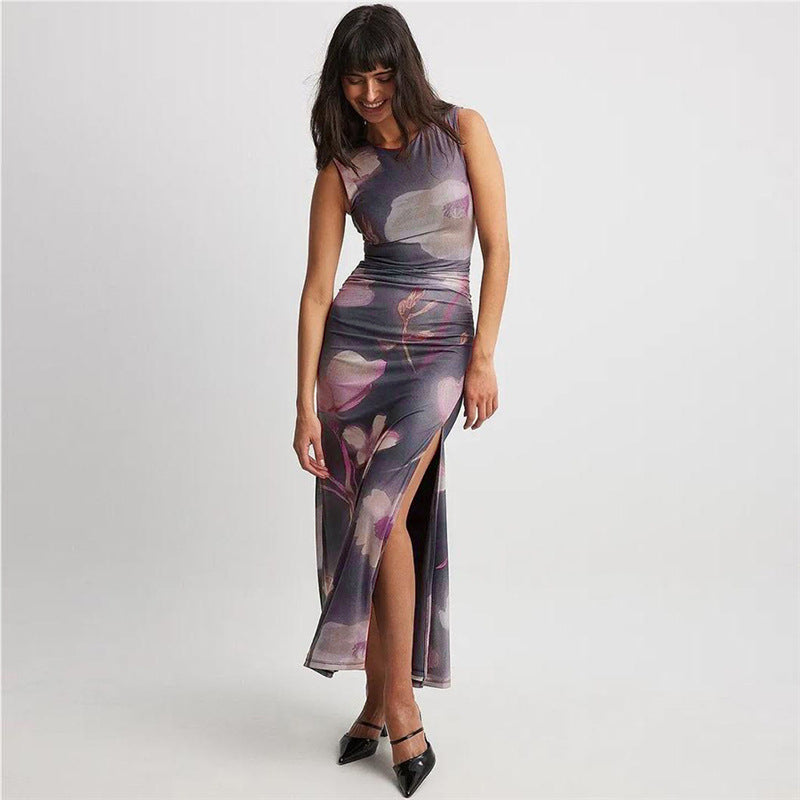Women Dresses Autumn and Winter Women's Fashion round Neck Sleeveless Sexy Dress