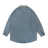 Men Long Sleeve T Shirt Spring and Autumn Long Sleeve Pullover Denim Top Men's Embroidery Letter Polo