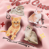 Men Hoodie Kitten Printed Hoodie Men's Casual Pullover