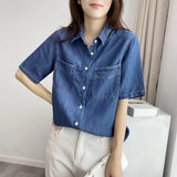 Women T-Shirt Vintage Denim Shirt Women Summer Loose Design