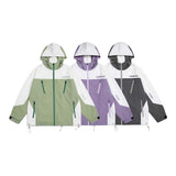 Unisex Jacket Autumn Stitching Contrast Color Hooded Jacket