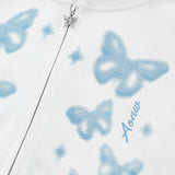 Men Hoodie Bow Bandage Hooded Coat Butterfly Print Cardigan Sweater Spring and Autumn