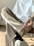 Men Sweatpants Men's Summer Draping Effect Ice Silk Wide-Leg Pants
