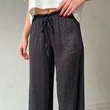 Women Pants Summer Leopard Pattern Casual Loose Straight