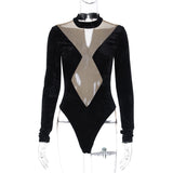 Women Jumpsuit Women's Winter Mesh Stitching Long Sleeves Dress